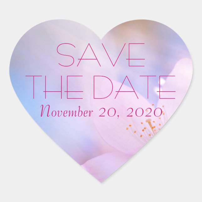 Save the Date customisable Heart Sticker (Front)