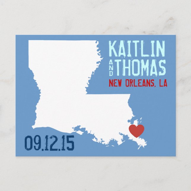 Save the Date - Customisable - Louisiana Announcement Postcard (Front)