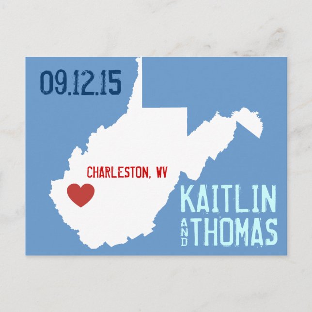 Save the Date - Customisable - West Virginia Announcement Postcard (Front)