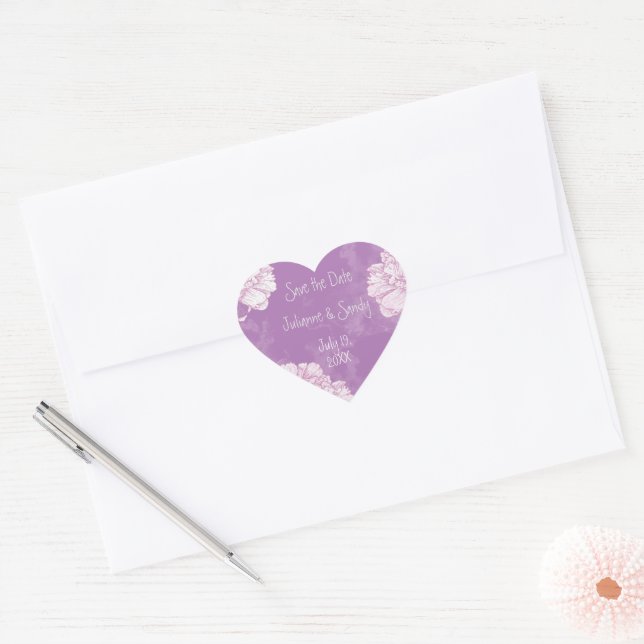 Save the Date Customise Flower Floral Heart Sticker (Envelope)