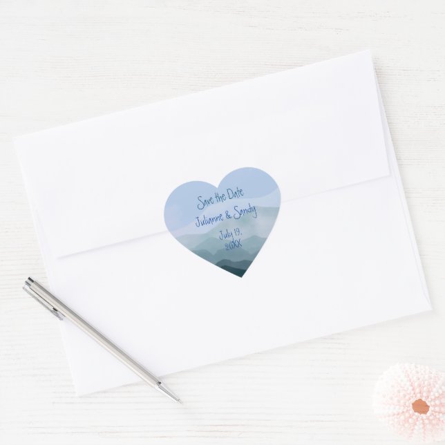 Save the Date Customise Outdoor Mountain  Heart Sticker (Envelope)