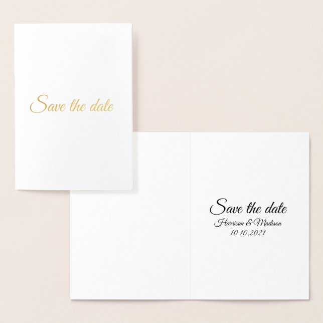 Save the Date, customise text Wedding Foil Card (Display)