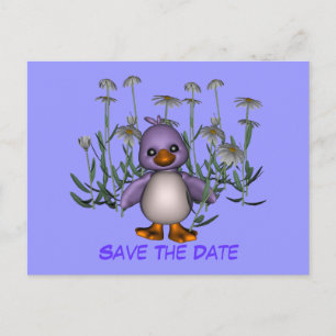 Save The Date Cute Bird Daisy Flowers Postcard