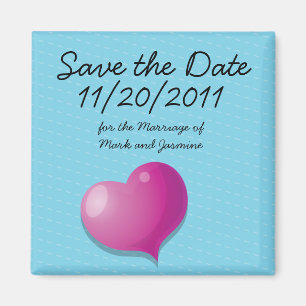 Save the Date Cute Love Heart square Magnet