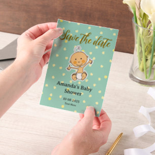 Save the date cute newborn baby shower vellum invitations