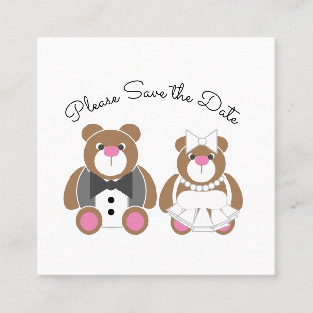 Save the date cute teddy bear calling card (Front)