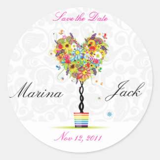 Save the date cute wedding floral stickers A030