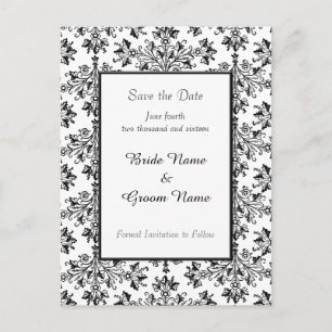 Save the Date Daisy Damask Postcard