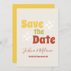 Save the Date Daisy Groovy Floral Invitation