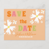 Save the Date Daisy Groovy Floral Lime Pink