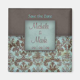 Save the Date Damask Magnet