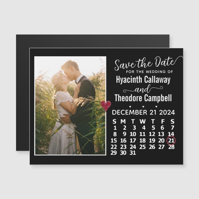 Save the Date December 2024 Calendar Photo Magnet (Front/Back)
