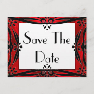 Save The Date Decorative Red & Black Postcards