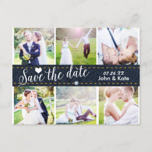 SAVE THE DATE Denim Wedding 6 PHOTO Postcard