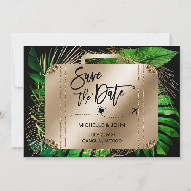 Save the Date Destination Wedding World Map  (Front)