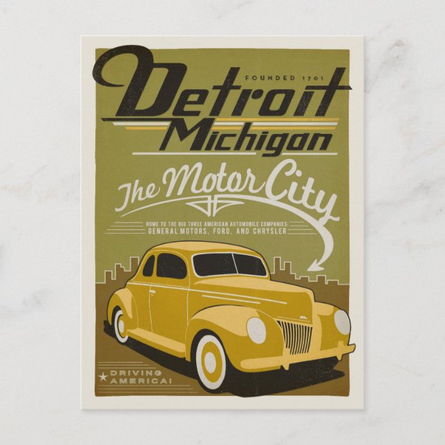 Save the Date | Detroit, MI Announcement Postcard (Front)