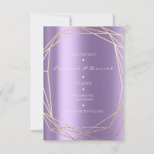Save The Date Diamond Gold Purple Black Monogram