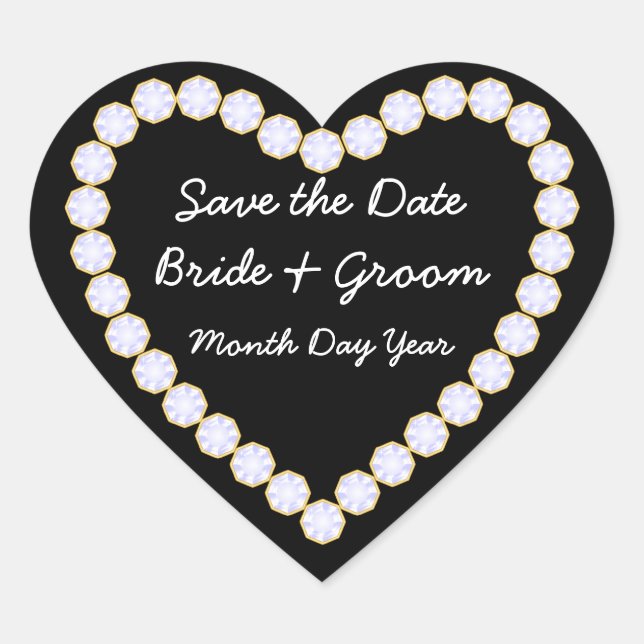 Save the Date Diamond heart Heart Sticker (Front)