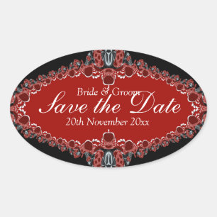 Save the Date digital lace Wedding Oval Sticker