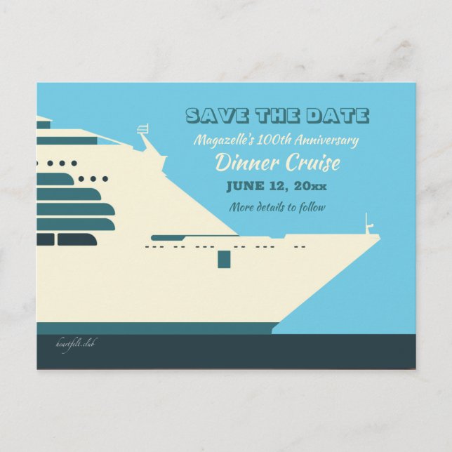 Save the Date Dinner Cruise Announcement Postcard (Front)