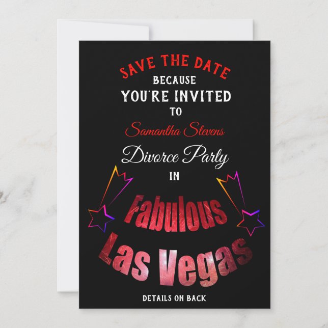 Save The Date Divorce Party Invite Las Vegas - (Front)