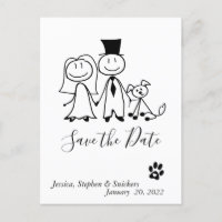 Save the Date Dog Lover Doodle Figures 