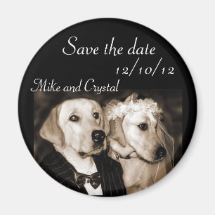 Save the date dog wedding couple magnet