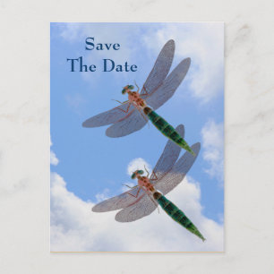 Save The Date Dragonflies Blue Sky Nature Postcard