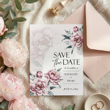Save The Date Dusky Pink Peony Wedding Invitation