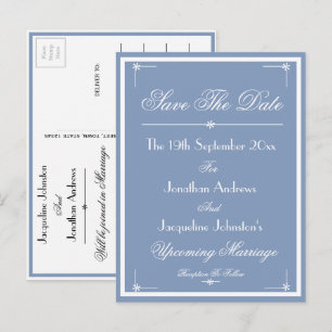  Save The Date Dusty Blue Announcement Postcard