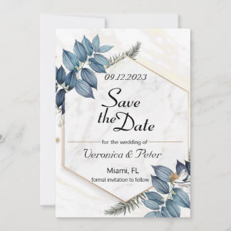 Save the date dusty blue wedding  invitation