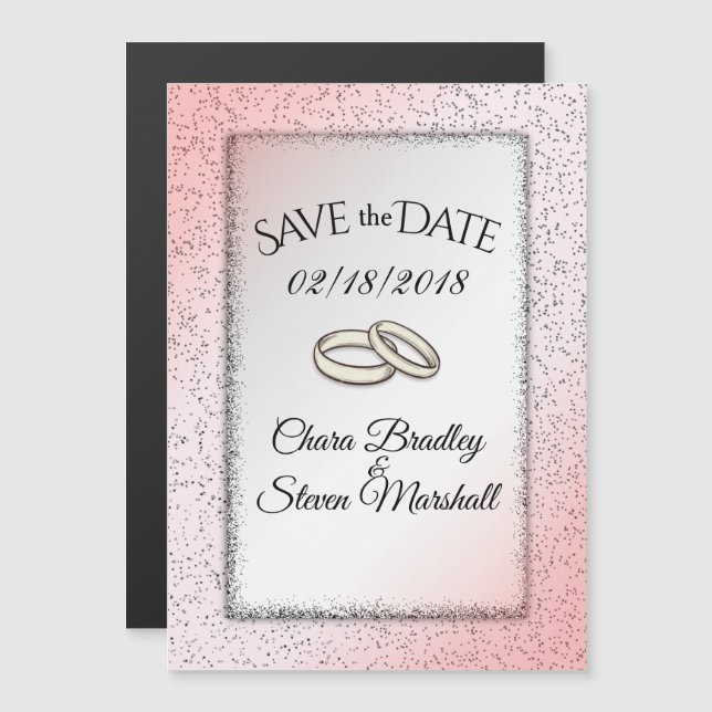 Save the Date Dusty Rose Glitter Wedding Magnetic Invitation (Front/Back)