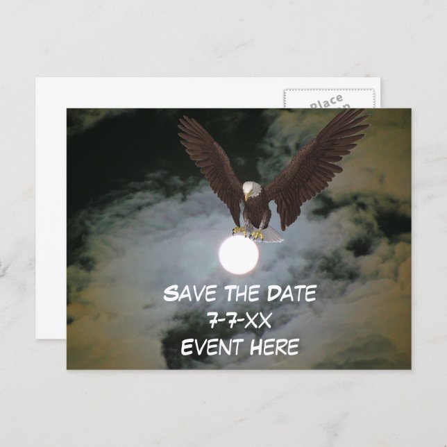 Save The Date Eagle Full Moon  Announcement Postcard (Front/Back)