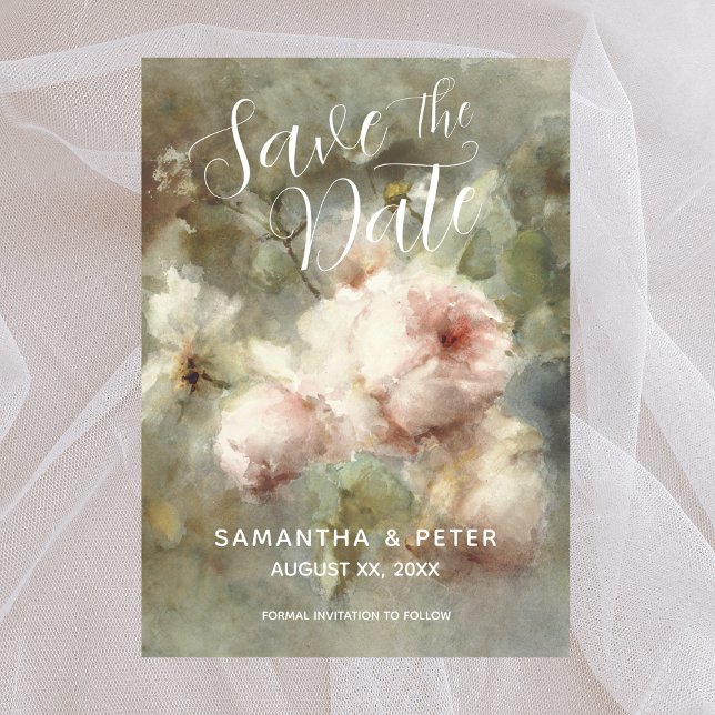 Save The Date Elegant Antique Roses Soft Pink Invitation (Save The Date Elegant Antique Roses Soft Pink Invitation)