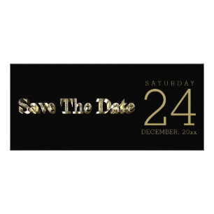 Save The Date Elegant Black and Gold Typography Rack Card