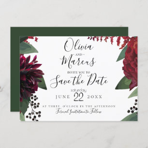 SAVE THE DATE   Elegant Burgundy Marsala Floral Invitation