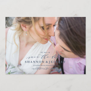 SAVE THE DATE elegant calligraphy photo card