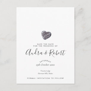 Save the Date Elegant Chic Cute Pebble Heart Postcard