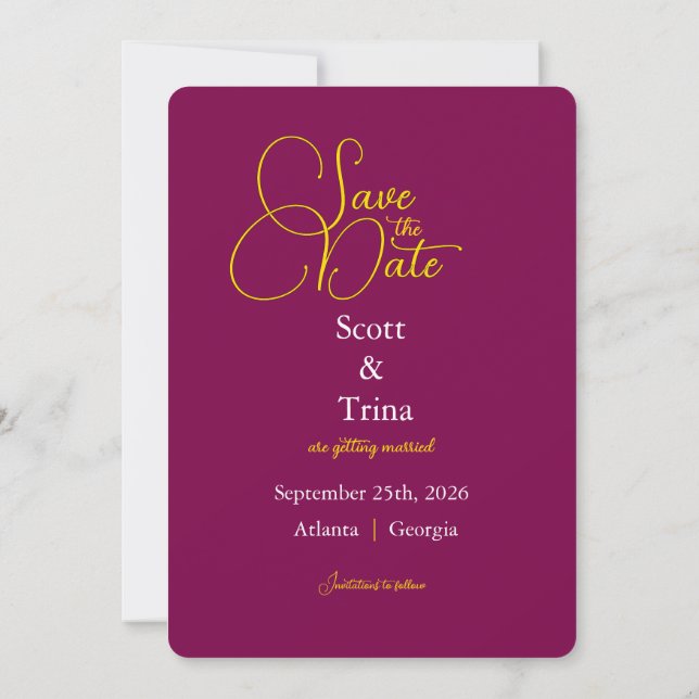Save the Date | Elegant Couple Photograph (Back)