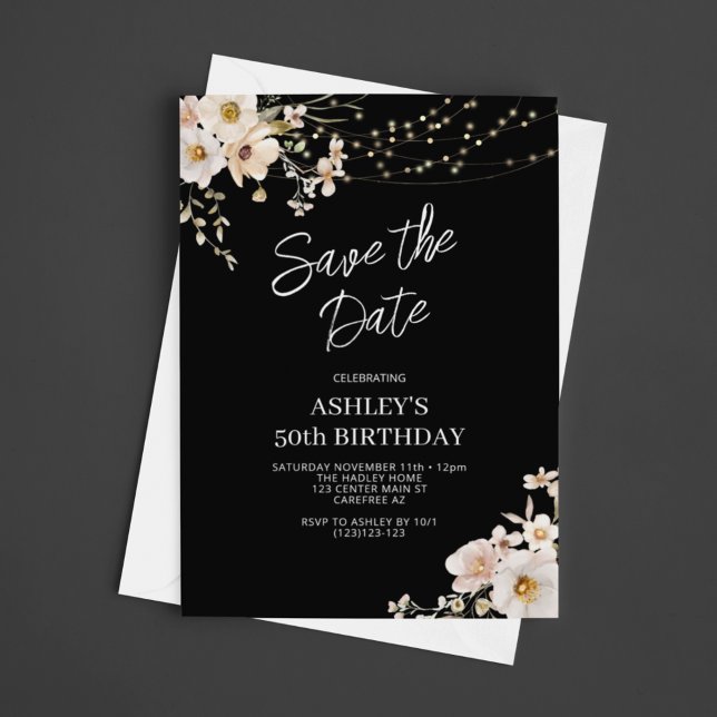 Save the Date Elegant Floral 50th Birthday (Creator Uploaded)