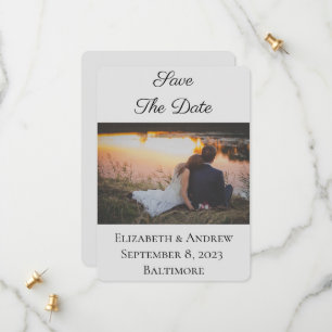 Save The Date Elegant Formal Photo Light Grey