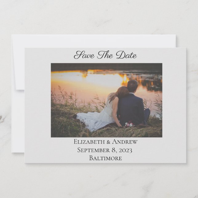 Save The Date Elegant Formal Photo Light Grey  (Front)
