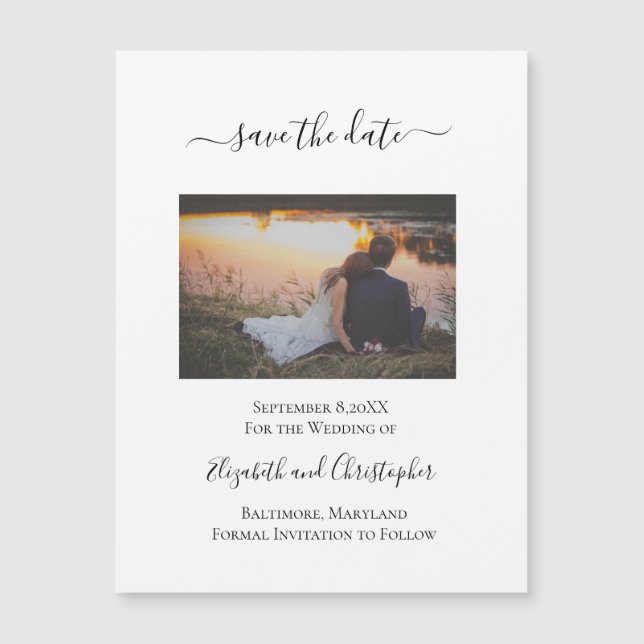 Save The Date Elegant Formal Photo Magnetic Card (Front)