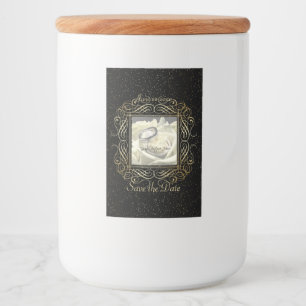 Save the Date Elegant Gold Foil Dots Script Food Label