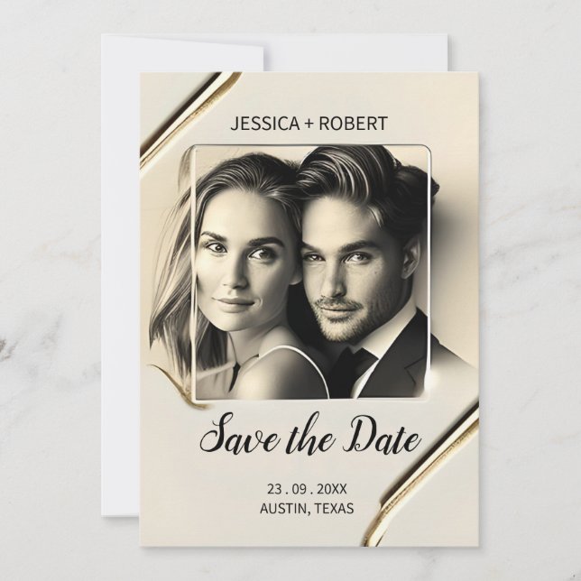 SAVE THE DATE ELEGANT LUXURY INVITATION (Front)
