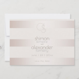 Save the Date Elegant Modern Blush Pearl Stripes