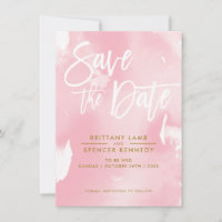 SAVE THE DATE elegant painted pale pink watercolor