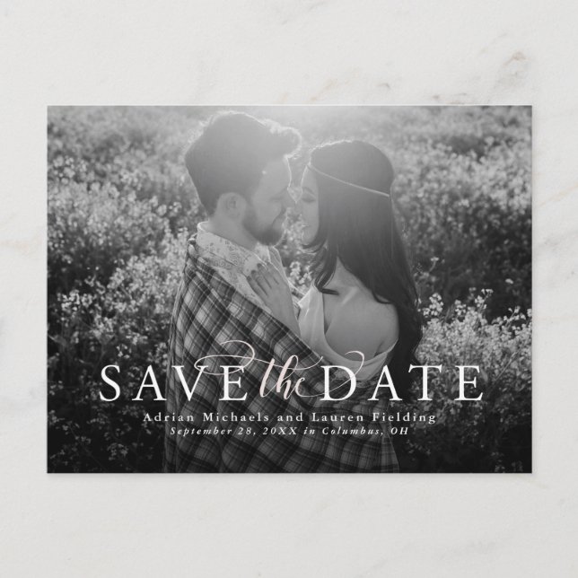 Save the date elegant photo postcard (Front)
