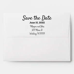 Save The Date Elegant Pre Addressed Black Script Envelope