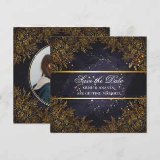 Save the date, Elegant Purple and black Wedding Invitation